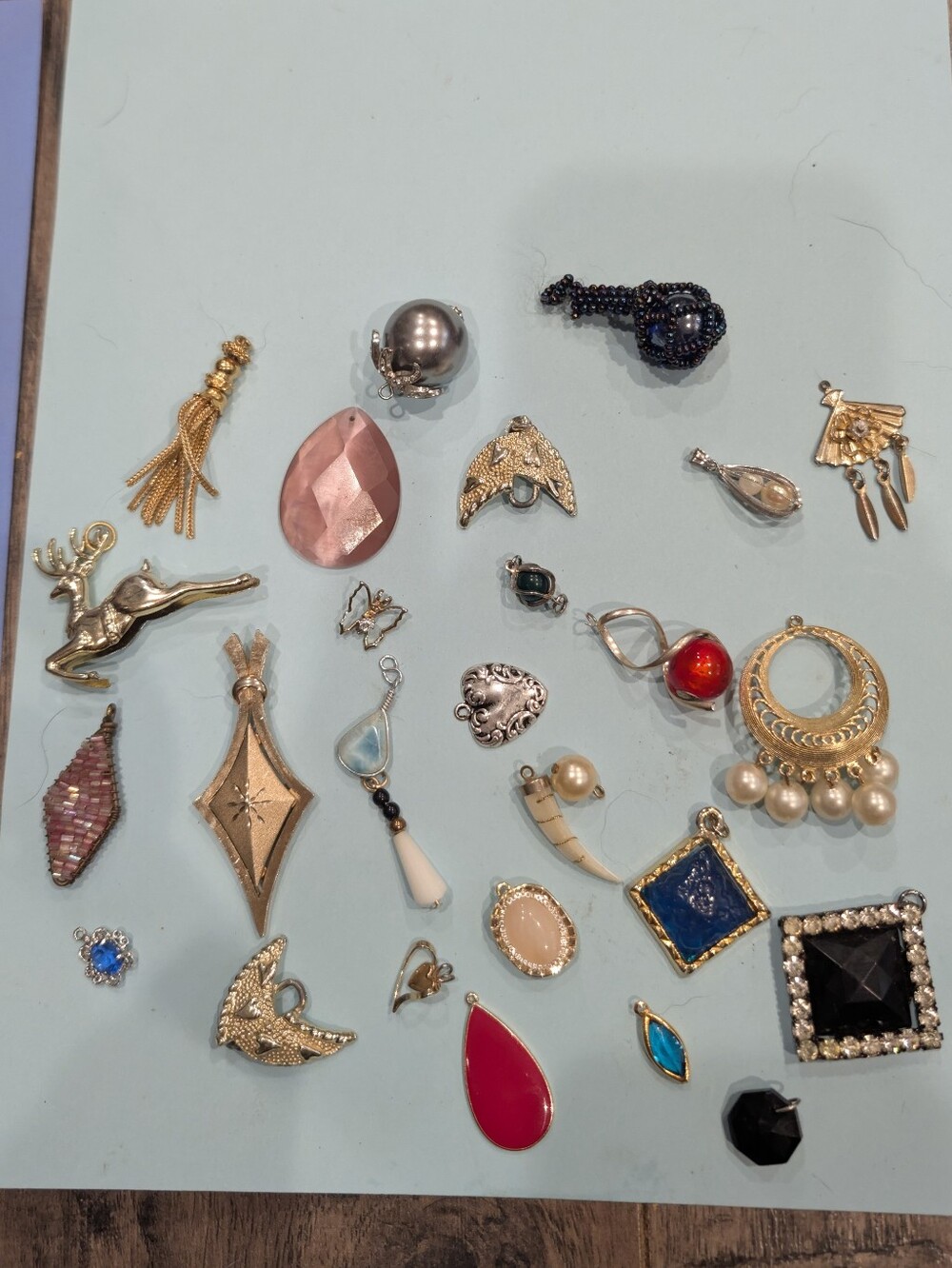 Gold and Pink Mixed Gemstone Pendant Collection - Women Jewelry